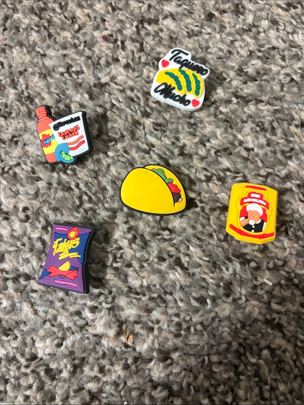 Yellow Taco and Multicolor Kids Food Shoe Charms (All Five)